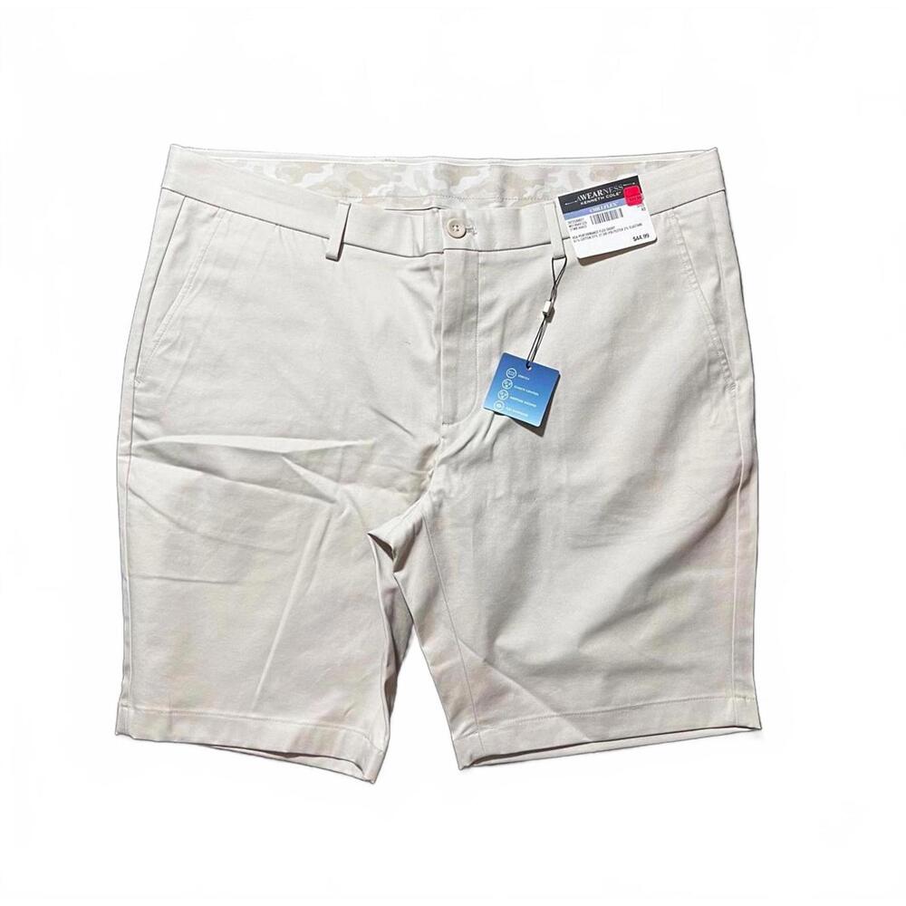 Awearness Kenneth Cole Mens 40 Slim Fit Stretch Chino Shorts Khaki ChillFlex NWT